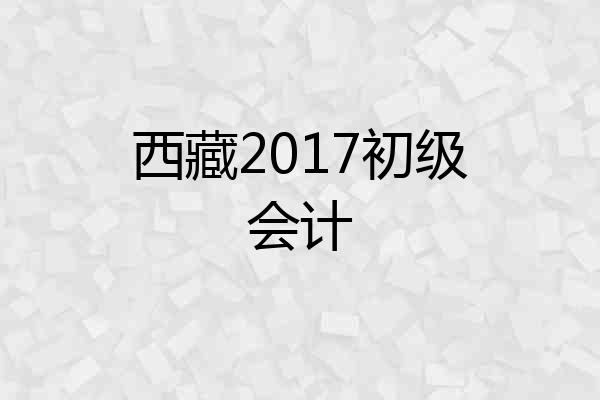 西藏2017初级会计