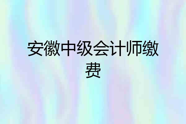 安徽中级会计师缴费