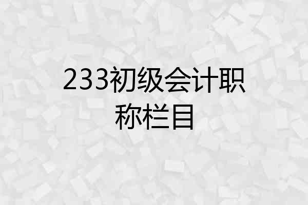 233初级会计职称栏目