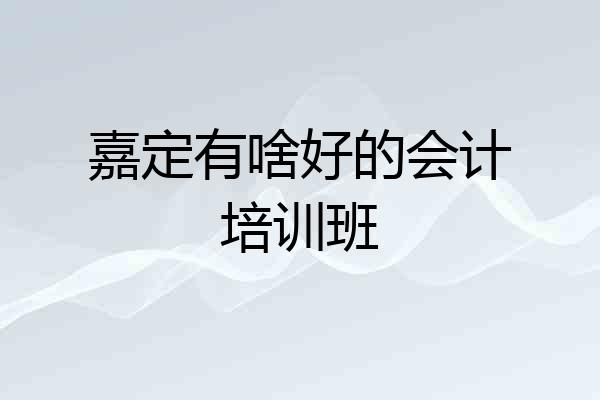 嘉定有啥好的会计培训班