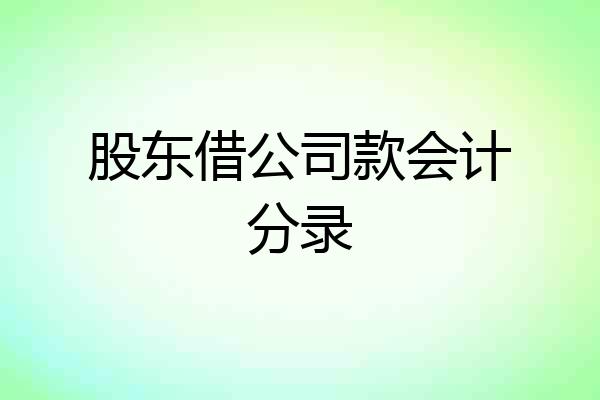 股东借公司款会计分录