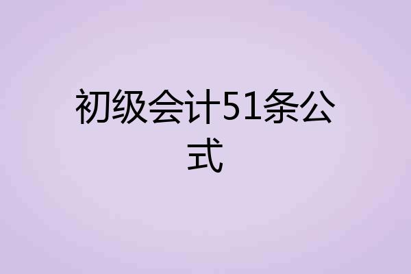 初级会计51条公式