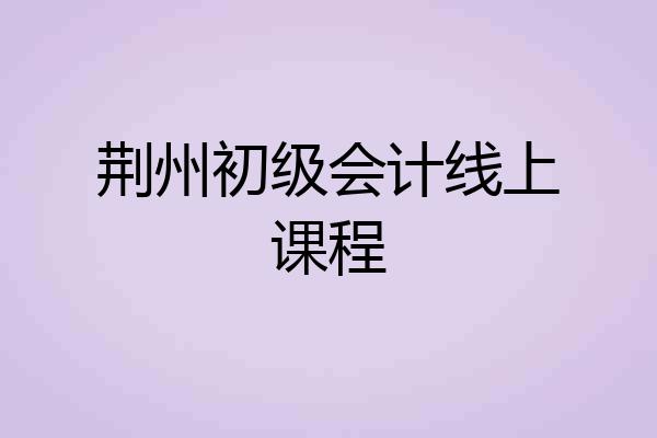荆州初级会计线上课程