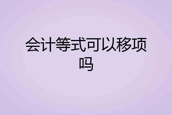 会计等式可以移项吗