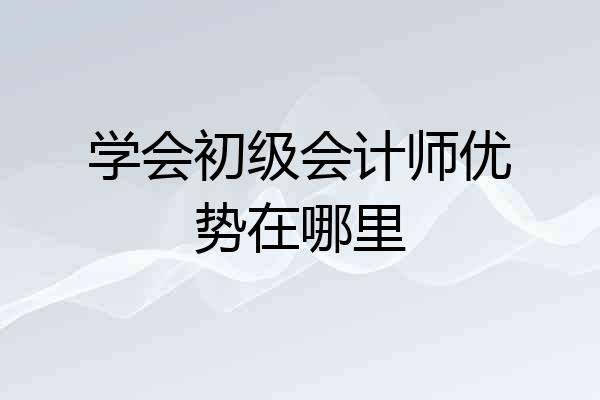 学会初级会计师优势在哪里