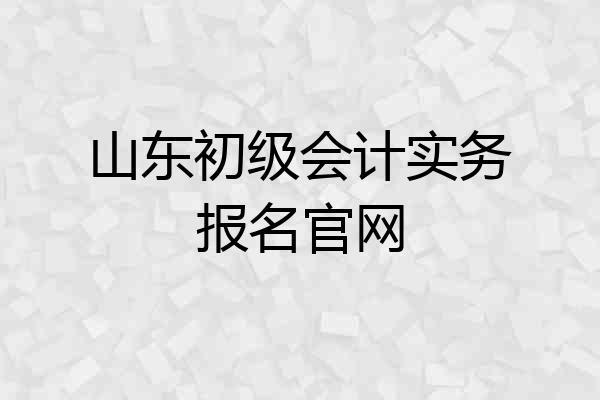 山东初级会计实务报名官网