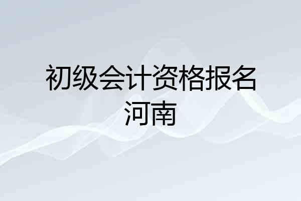 初级会计资格报名河南