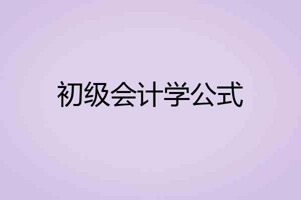 初级会计学公式