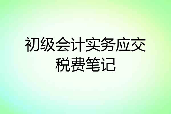 初级会计实务应交税费笔记