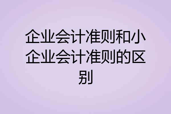 企业会计准则和小企业会计准则的区别