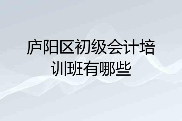庐阳区初级会计培训班有哪些
