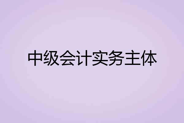 中级会计实务主体