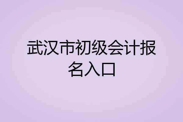 武汉市初级会计报名入口