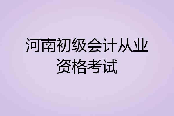 河南初级会计从业资格考试
