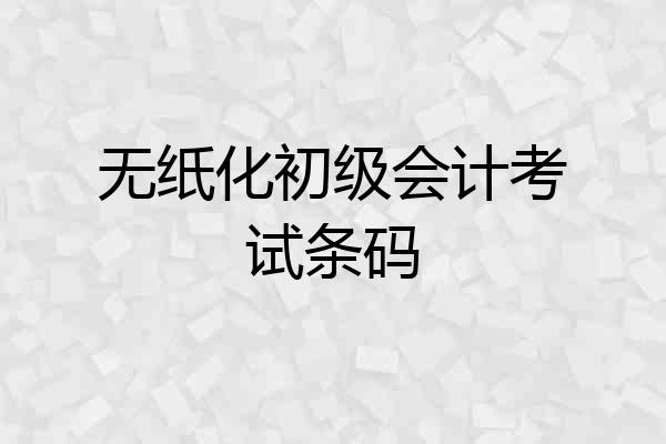 无纸化初级会计考试条码