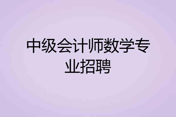 中级会计师数学专业招聘