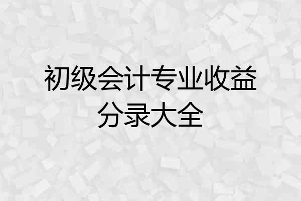 初级会计专业收益分录大全