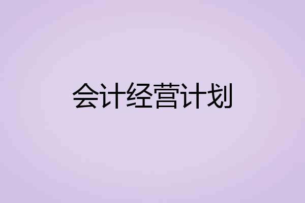 会计经营计划