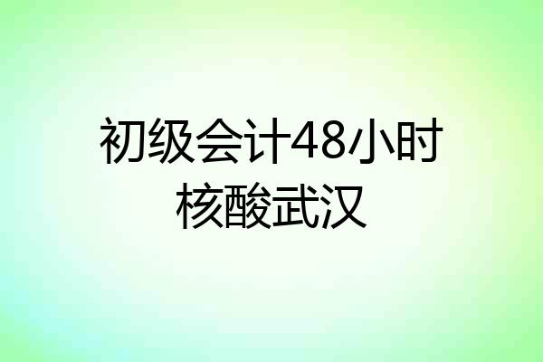 初级会计48小时核酸武汉