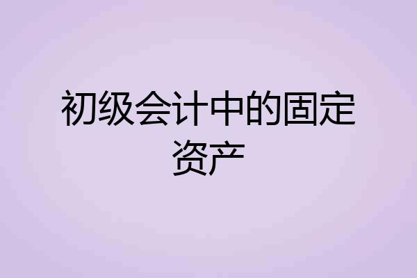 初级会计中的固定资产