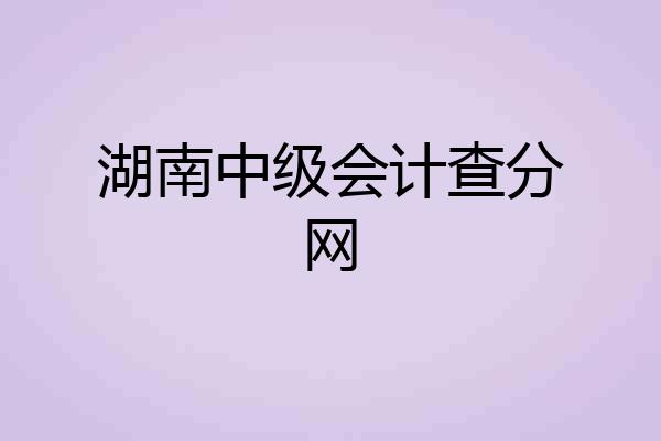 湖南中级会计查分网