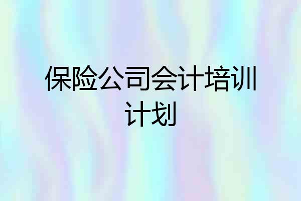 保险公司会计培训计划