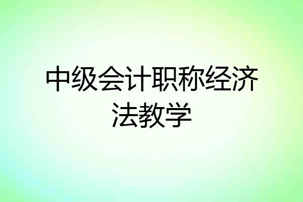 中级会计职称经济法教学