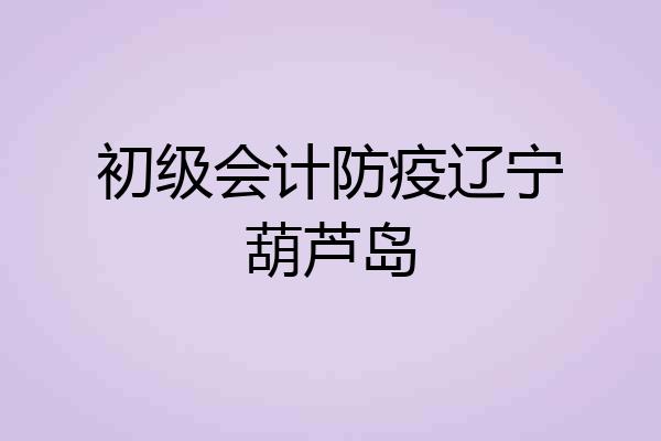 初级会计防疫辽宁葫芦岛