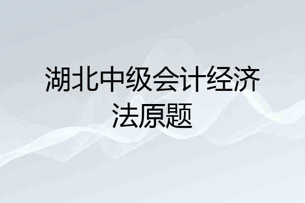 湖北中级会计经济法原题