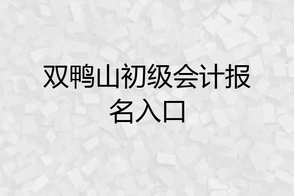 双鸭山初级会计报名入口