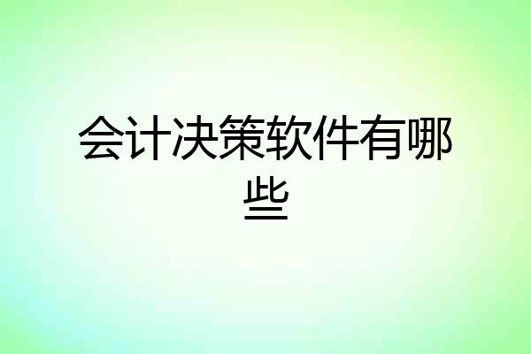 会计决策软件有哪些