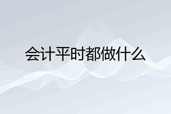 会计平时都做什么