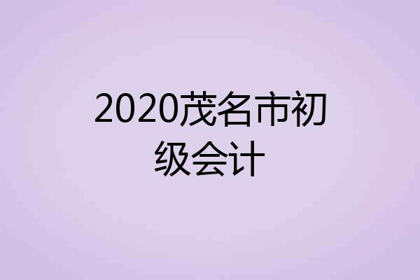 2020茂名市初级会计