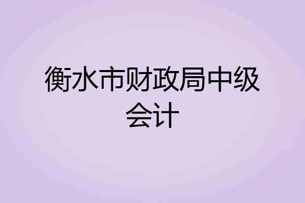 衡水市财政局中级会计