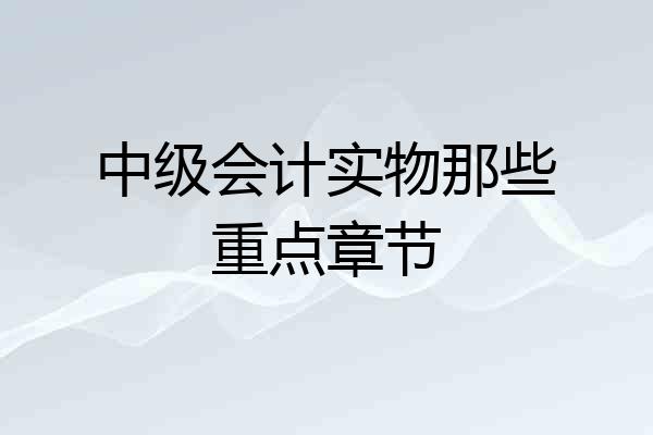 中级会计实物那些重点章节