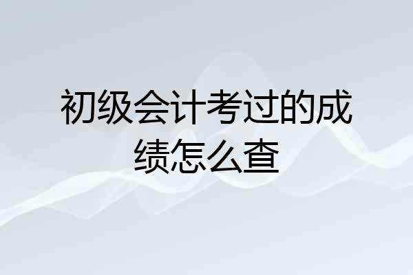 初级会计考过的成绩怎么查