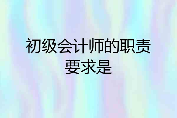 初级会计师的职责要求是