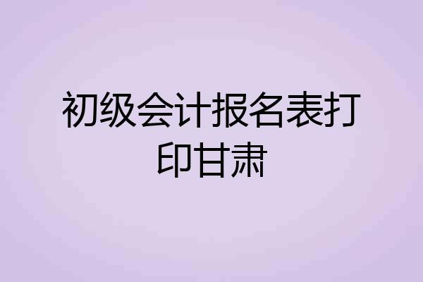 初级会计报名表打印甘肃
