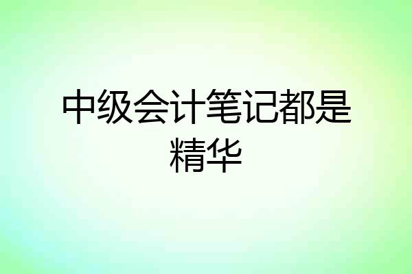中级会计笔记都是精华