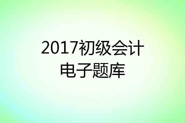 2017初级会计电子题库
