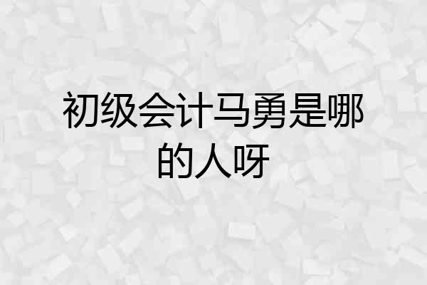 初级会计马勇是哪的人呀