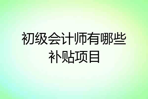初级会计师有哪些补贴项目