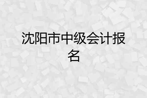 沈阳市中级会计报名
