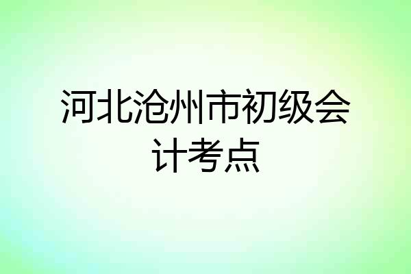 河北沧州市初级会计考点