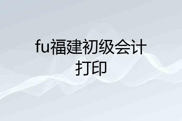 fu福建初级会计打印