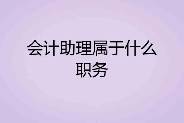 会计助理属于什么职务