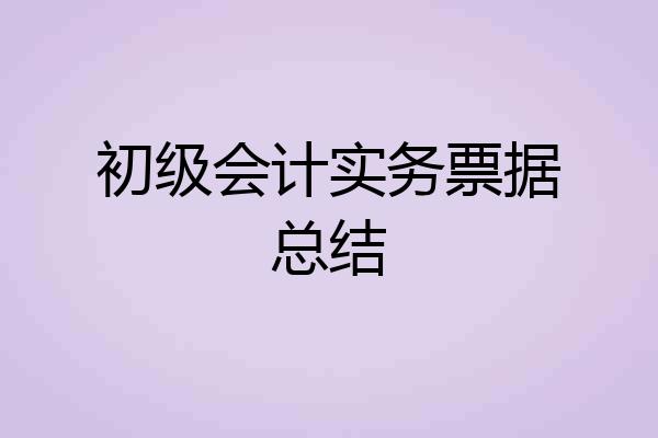 初级会计实务票据总结