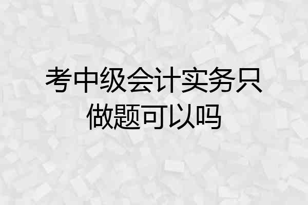 考中级会计实务只做题可以吗