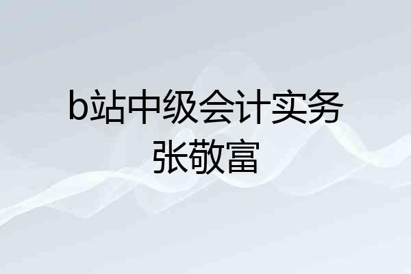 b站中级会计实务张敬富