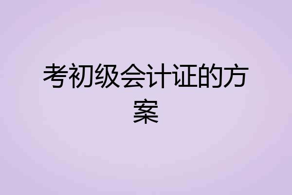 考初级会计证的方案
